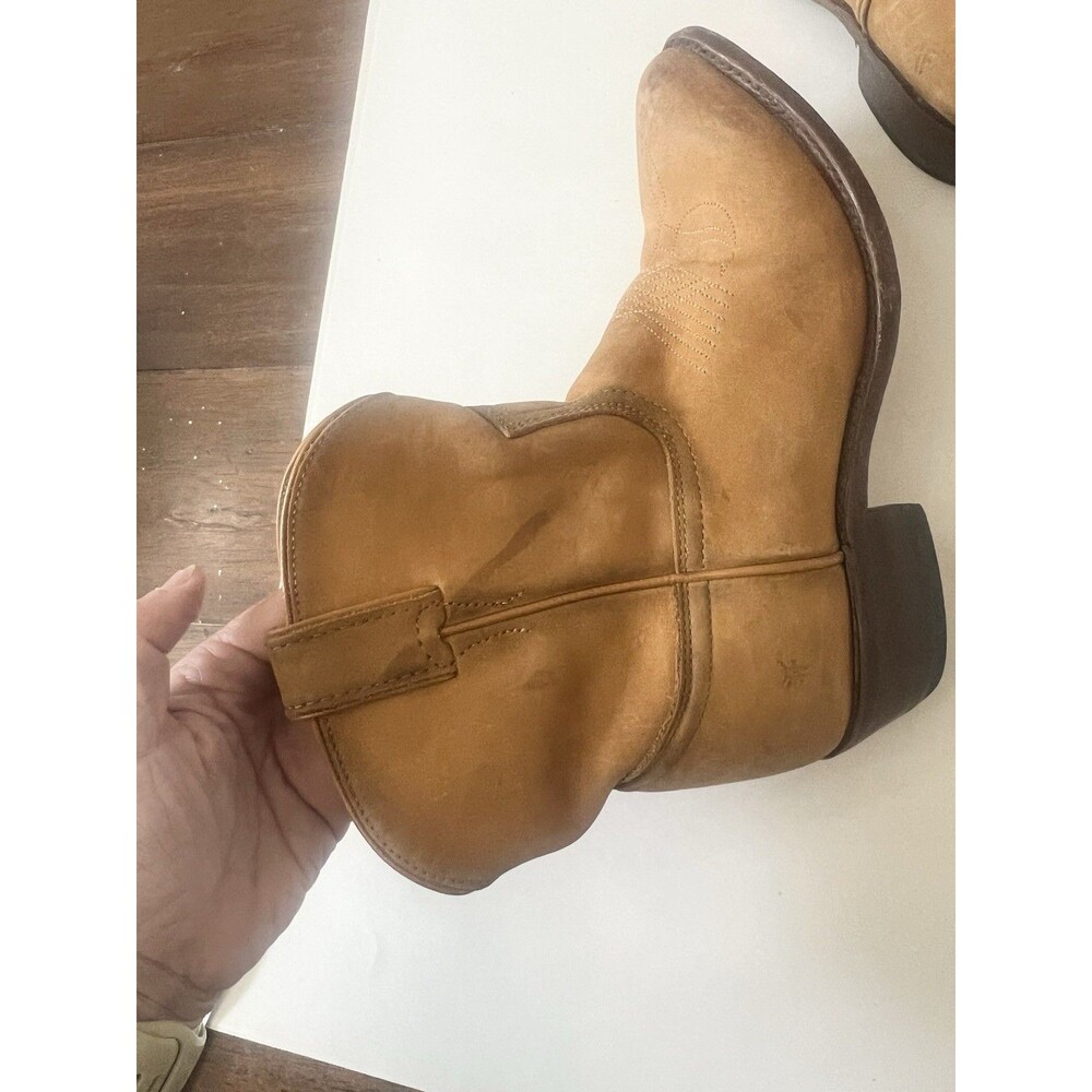 Frye Western Distressed Leather Billy Short Cow Girl Boots/Booties Cognac 7.5 - Picture 11 of 11